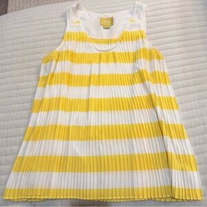 Anthropologie Maeve Yellow and White Pleated Sleeveless Top Size 8